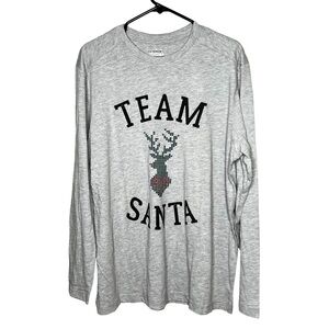 NEW Joe Boxer Mens Size L Team Santa Gray Long Sleeve T-Shirt Christmas Holiday